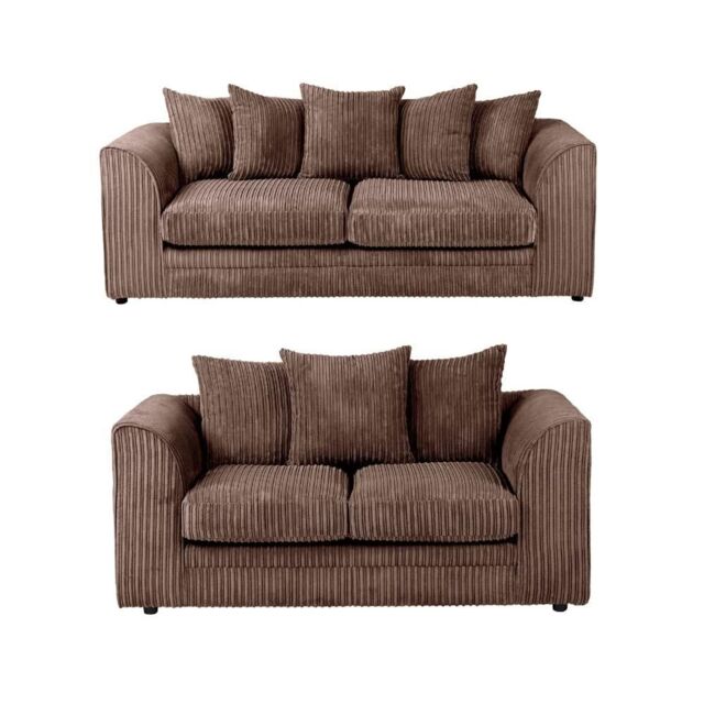 Furniture 786 Chicago Jumbo Cord 3&2 Seater Sofa Set in Chocolate - image 1