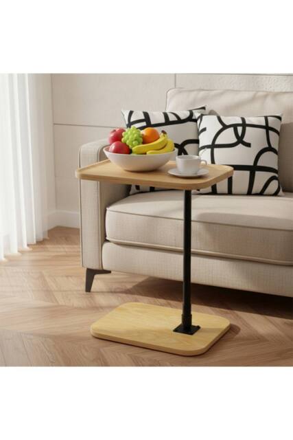 H&O Direct C-Shaped Height Adjustment Side Table in Natural - image 1