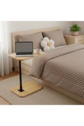 H&O Direct C-Shaped Height Adjustment Side Table in Natural - thumbnail 2