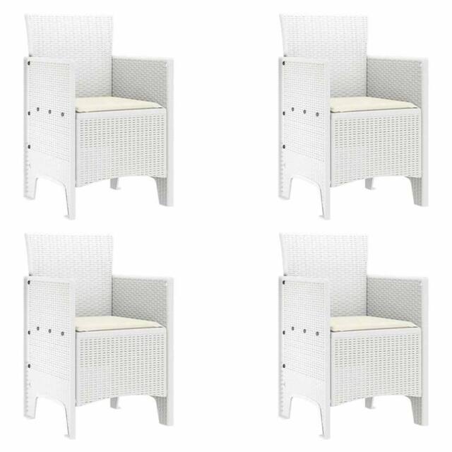 Berkfield Home Garden Chairs with Cushions 4 pcs White Poly Rattan - image 1