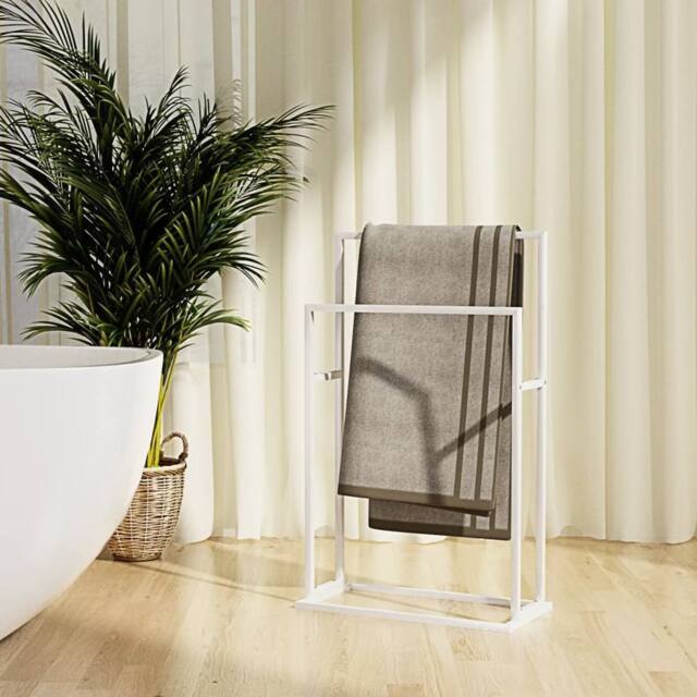 Berkfield Home Freestanding Towel Rack White 48x24x78.5 cm Iron - image 1