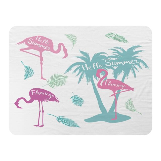 Benjamin Tate Design Palm & Flamingo Blanket in Natural - Size: 120 cm x 150 cm - image 1