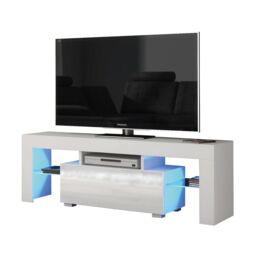 Creative Furniture Floe TV Unit 130cm - A Sleek & Elegant Cabinet with Gloss Doors & LED Lights in White - thumbnail 6