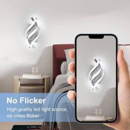 COMELY Indoor Wall Lights, 22W Modern Spiral Design Wall Lights, 6500K, Silver - thumbnail 8