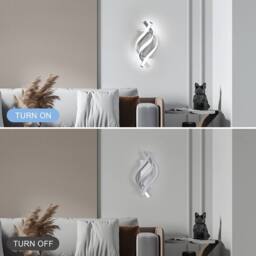 COMELY Indoor Wall Lights, 22W Modern Spiral Design Wall Lights, 6500K, Silver - thumbnail 6