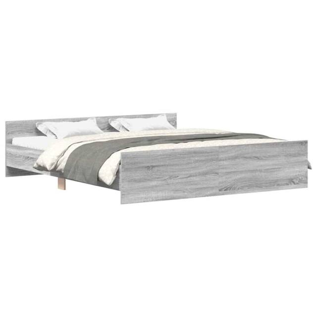 Berkfield Home Bed Frame with Headboard & Footboard Grey Sonoma 160x200 cm - image 1