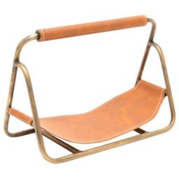 Lemon Pavilion Furniture and Decor Contemporary Hanging Leather Kindling Holder - L18 x W29.5 x H20 cm in Gold - thumbnail 2