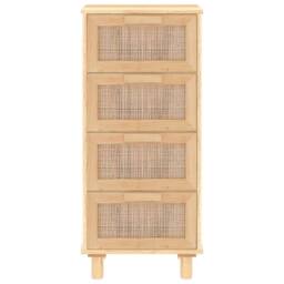 Berkfield Home Sideboard Brown 40x30x90 cm Solid Wood Pine & Natural Rattan in Light Tan - Size: 40 x 30 x 90 cm - thumbnail 4