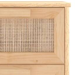 Berkfield Home Sideboard Brown 40x30x90 cm Solid Wood Pine & Natural Rattan in Light Tan - Size: 40 x 30 x 90 cm - thumbnail 7