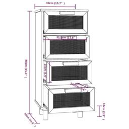Berkfield Home Sideboard Brown 40x30x90 cm Solid Wood Pine & Natural Rattan in Light Tan - Size: 40 x 30 x 90 cm - thumbnail 8