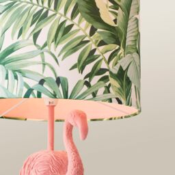 ValueLights Flo Pink Velvet Flamingo Bird Table Lamp With Tropical Palm Leaf Shade - thumbnail 3