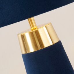 Lighting Collection Blue Velvet Satin Brass Table Lamp in Gold - thumbnail 4