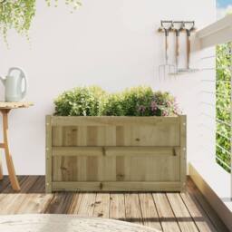 Berkfield Home Garden Planter 90x50x50 cm Impregnated Wood Pine in Brown - Size: 90 x 50 x 50 cm - thumbnail 3