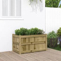 Berkfield Home Garden Planter 90x50x50 cm Impregnated Wood Pine in Brown - Size: 90 x 50 x 50 cm - thumbnail 2