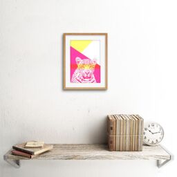"Artery8 Wall Art Print Bold Animals Pink Leopard Art Framed 9x7 inch in Beige - Size: W7"" x H9""" - thumbnail 2