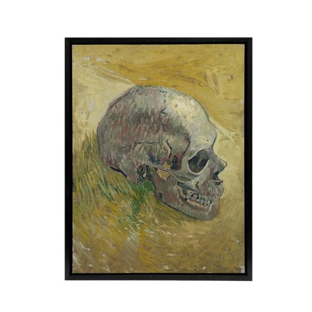 "Artery8 Human Skull Study in Yellow Van Gogh Black Framed Canvas Wall Art - Size: W12"" x H16""" - image 1