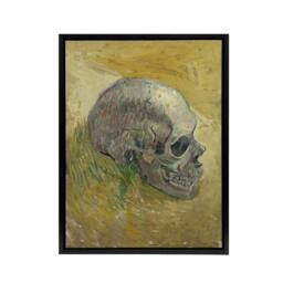 "Artery8 Human Skull Study in Yellow Van Gogh Black Framed Canvas Wall Art - Size: W12"" x H16""" - thumbnail 1