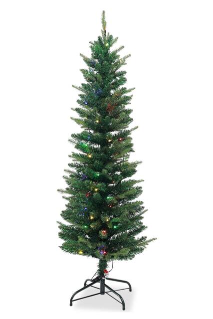 Neel Blue Pre-Lit Christmas Tree with Warm White Colourful LEDs in Green - Size: 6ft - image 1