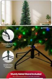Neel Blue Pre-Lit Christmas Tree with Warm White Colourful LEDs in Green - Size: 6ft - thumbnail 4