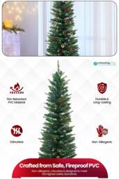 Neel Blue Pre-Lit Christmas Tree with Warm White Colourful LEDs in Green - Size: 6ft - thumbnail 3
