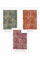 ARTZE Set of 3 William Morris Vintage Larkspur Autumn Colours Art Posters - Size: W50 cm x H70 cm - thumbnail 1