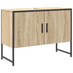 Berkfield Home 3 Piece Bathroom Furniture Set Sonoma Oak Engineered Wood in Brown - thumbnail 7