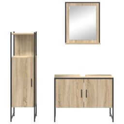 Berkfield Home 3 Piece Bathroom Furniture Set Sonoma Oak Engineered Wood in Brown - thumbnail 8