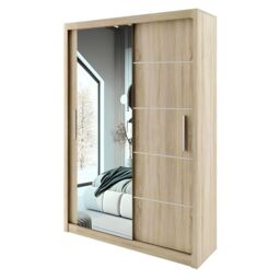 Interior Emporium Ltd IE Lyon Sliding Door Bedroom Wardrobe with LED Light - Wardrobe for You - Wardrobes with LED Light ( Oak, 120 cm ) in Light Oak - thumbnail 1
