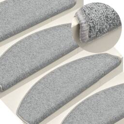 Berkfield Home Comfortable Carpet Stair Treads 15 pcs Light Grey 65x24x4 cm - Size: Medium - thumbnail 2