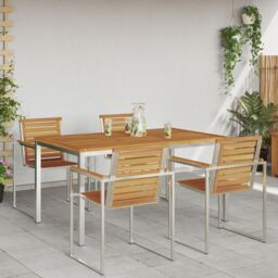Berkfield Home Outdoor Dining Table 150x90x75 cm Solid Wood Acacia in Brown - Size: 150 x 90 x 75 cm - thumbnail 4