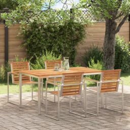 Berkfield Home Outdoor Dining Table 150x90x75 cm Solid Wood Acacia in Brown - Size: 150 x 90 x 75 cm - thumbnail 1