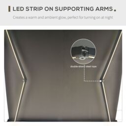 OUTSUNNY LED Light Cassette Electric/Manual Awning Window Sun Shade Grey in Light Grey - thumbnail 6