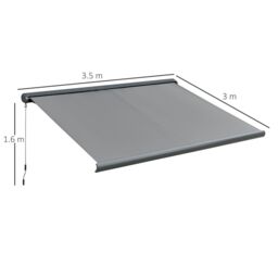 OUTSUNNY LED Light Cassette Electric/Manual Awning Window Sun Shade Grey in Light Grey - thumbnail 3