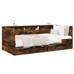 Berkfield Home Daybed with Drawers without Mattress Smoked Oak 90x200 cm in Brown