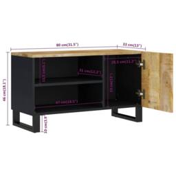 Berkfield Home TV Cabinet 80x33x46 cm Solid Wood Mango&Engineered Wood in Brown - Size: 80 x 33 x 46 cm - thumbnail 9