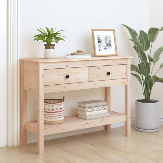 Berkfield Home Console Table 100x35x75 cm Solid Wood Pine in Brown - Size: 100 x 35 x 75 cm - image 1