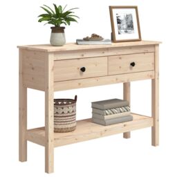 Berkfield Home Console Table 100x35x75 cm Solid Wood Pine in Brown - Size: 100 x 35 x 75 cm - thumbnail 4