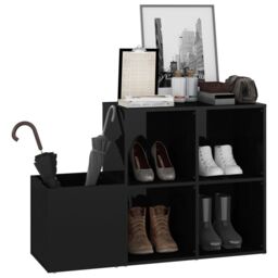 Berkfield Home Hall Shoe Cabinet High Gloss Black 105x35.5x70 cm Engineered Wood - thumbnail 4