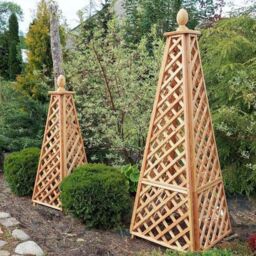 Primrose Wooden Garden Obelisk for Garden Climbers Climbing Plants 64cm x 180cm in Natural - Size: 64 cm x 180 cm - thumbnail 3