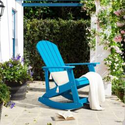 Wyld and Coco Everwood Blue Faux-Wood Garden Rocking Chair - Coastal Outdoor - thumbnail 1