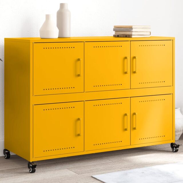 Berkfield Home Sideboard Mustard Yellow 100.5x39x72 cm Steel - image 1