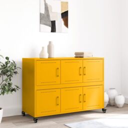 Berkfield Home Sideboard Mustard Yellow 100.5x39x72 cm Steel - thumbnail 3