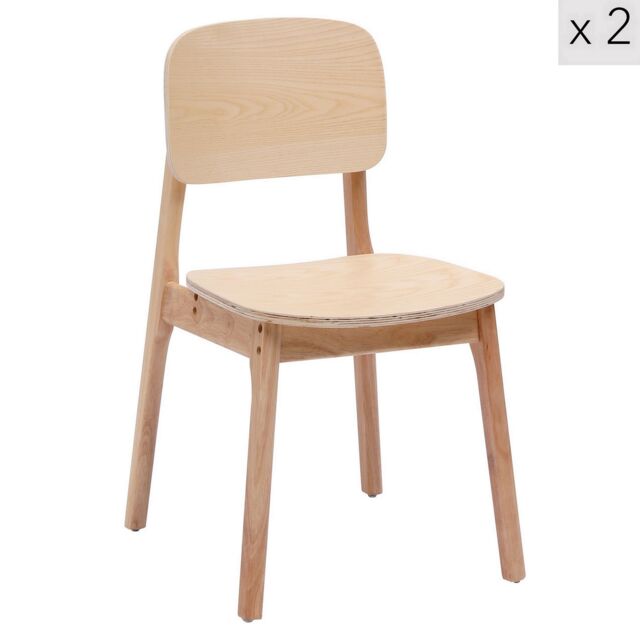 Nordlys Set of 2 Scandinavian Solid Wood Dining Room Chairs in Light Oak - image 1