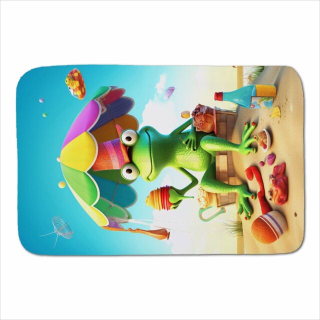 Warren Reed - Designer Frog On A Beach Holiday Sherpa Blanket in Yellow - Size: Large - image 1