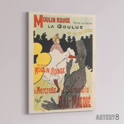 "Artery8 Lautrec Moulin Rouge Advert Paris Canvas Wall Art Print - Size: W18"" x H24""" - thumbnail 2