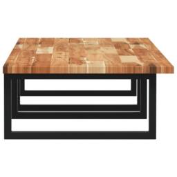 Berkfield Home Elegant Basin Shelf Wall Mounted Steel & Solid Wood Acacia in Brown - thumbnail 5