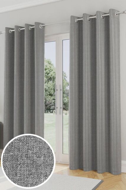 "Onyx Grey 100% Blackout Eyelet Curtain - 90"" x 90"""