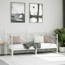 Berkfield Home Daybed with Trundle without Mattress White 90x200 cm Steel - thumbnail 4