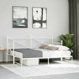 Berkfield Home Daybed with Trundle without Mattress White 90x200 cm Steel - thumbnail 3