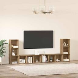 Berkfield Home TV Cabinet with Shelf with Storage 4 pcs Artisan oak Engineered wood in Brown - thumbnail 4